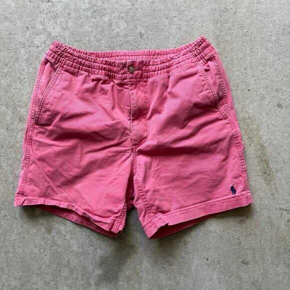 Men's Polo Ralph Lauren Red Pink Stretch Classic Casual Short Shorts Sz Small - Picture 1 of 7